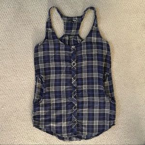 Hurley Blue Plaid Pocket Button Up Tank Size M